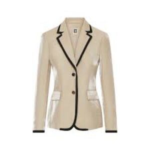 NWT Anne Klein Shimmer Gold Blazer with Black Edging Size 14